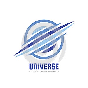 Universe - concept business logo template vector illustration. Abstract space planet creative sign. Progress development symbol.