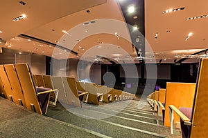 University aula with rows of chairs