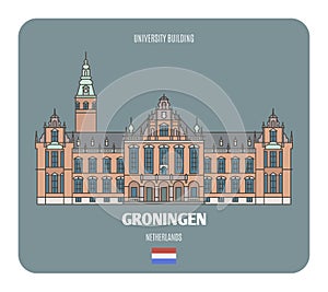 University Building in Groningen, Netherlands. Architectural symbols of European cities