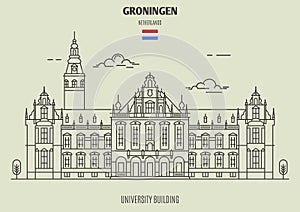 University Building in Groningen, Netherlands. Landmark icon