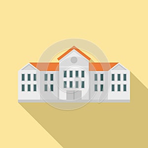University building icon, flat style