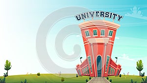 University campus building hall education for students cartoon vector illustration , brotherhood smart nerd classes hipster young