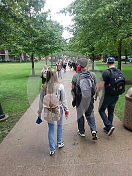 University Campus: Students Walking Between Class