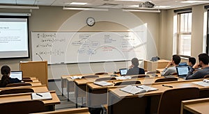 University Classroom Scene: Students Learning and Studying