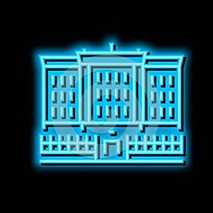 university college building education neon glow icon illustration