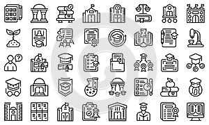 University department icons set outline vector. Student campus