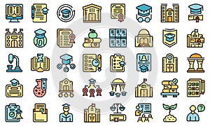 University department icons set vector flat