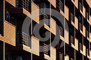 University dormitory building under the sunset light