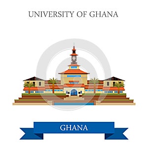 University of Ghana in Accra flat cartoon vector i