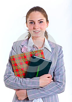 University girl holding books