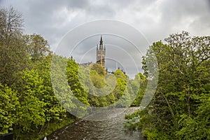 University of Glasgow tower, over the River Kelvin photo