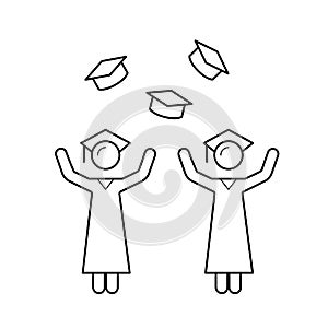 University graduates vector line icon.