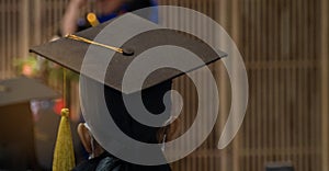 University graduation degree caps during ceremonies on commencement day