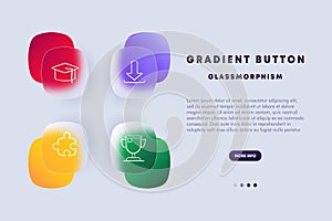 University Graduation Icon. Achievement, milestone, academic success, commencement. Glassmorphism style. Vector line icon for