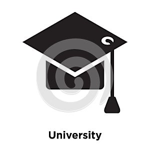 University icon vector isolated on white background, logo concept of University sign on transparent background, black filled