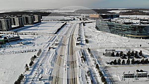 University in Innopolis near Kazan tatarstan. at winter with snow. Aerial