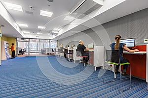 University interior with workstations