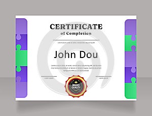 University lecturer workshop completion certificate design template