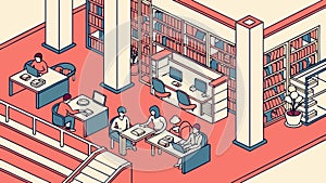 University Library Interior, Academic Study Space, vector design Generative AI