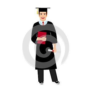 University male student graduate icon