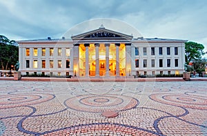 University of Oslo, Norway at night photo