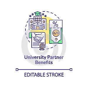 University partner benefits concept icon