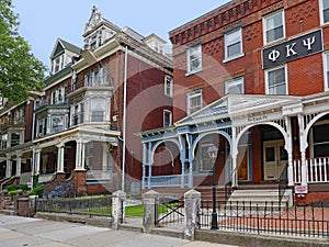 University of Pennsylvania, has many large old houses with large porches used as fraternity and sorority houses