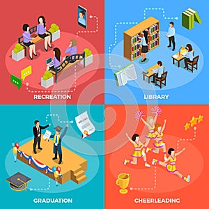 University People 4 Isometric Icons Square