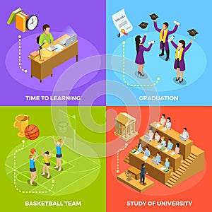 University People 4 Isometric Icons Square