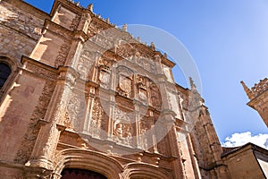 University of Salamanca, front stone Plateresque facade of Escuelas Mayores building, Spain. photo