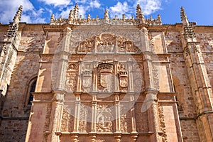 University of Salamanca, front stone Plateresque facade of Escuelas Mayores building , Spain photo