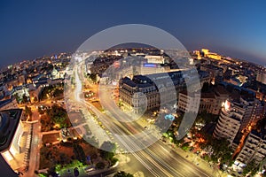 University Square, Bucharest, Romania view from Intercontinental hotel , night cityscape