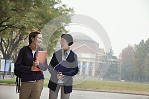 University Student and Professor on Campus