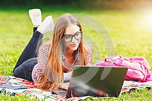 University Student Studying With Laptop