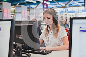 University student working in computer class