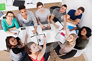 University students doing group study