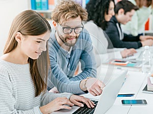 University students studying together