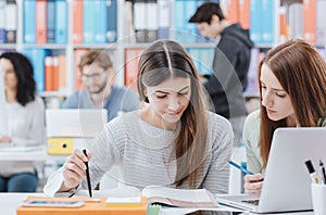 University students studying together