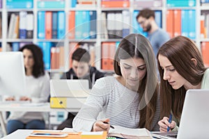 University students studying together