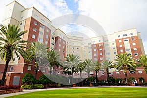 The University of Tampa campus building in winter