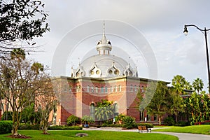 The University of Tampa campus building in winter