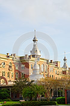 The University of Tampa campus building in winter