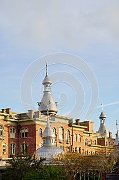 The University of Tampa campus building in winter