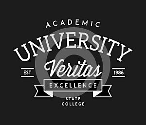 University veritas excellence white on black
