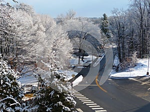 The University of Virginia winter snow landscape