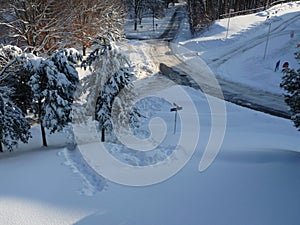 The University of Virginia winter snow landscape