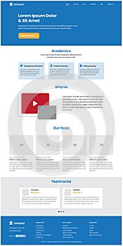 University Website Design Wireframe layout frontpage