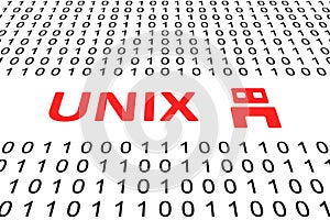 UNIX concept binary code 3d