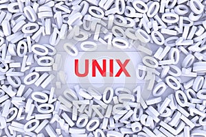 UNIX concept scattered binary code 3D photo