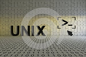 UNIX concept text sunlight 3D photo